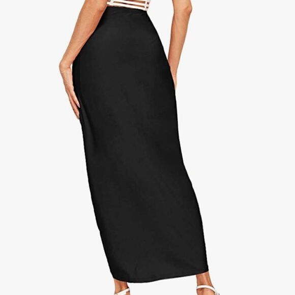 NEW Black Maxi Skirt - Twist Detail - Size Small - Open Front Slit NWOT - Picture 5 of 6